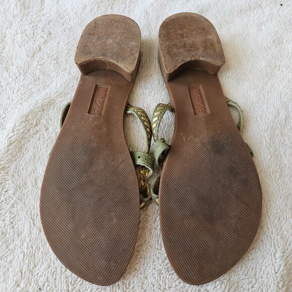 Unisa Newport Thong Sandals Flip‎ Flops Green Woven Leather Medallion Womens 9.5 - Picture 4 of 5